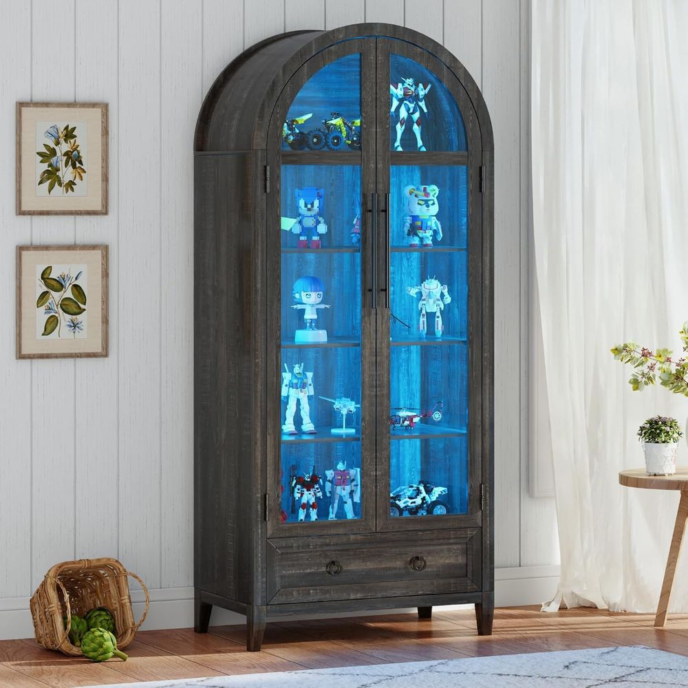 Collectible Collection - 73 glazen vitrinekast met gebogen glas,