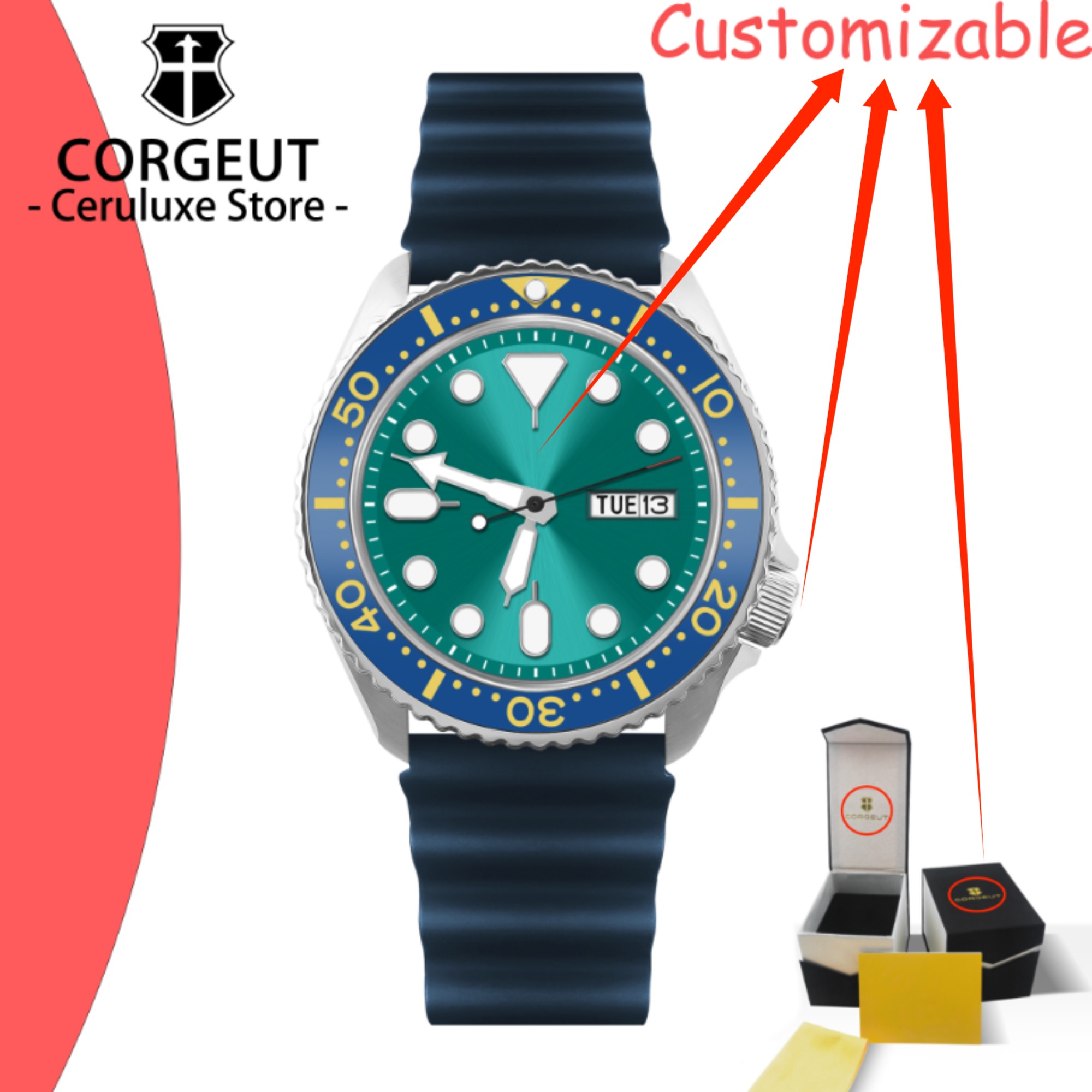 Vintage Watch Crystal - CUSTOM Logo Vintage Duikhorloge Mechanisch Herenhorloges