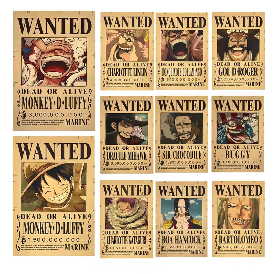 Vintage Collectible Toys - Anime One Piece Bounty Wanted Posters